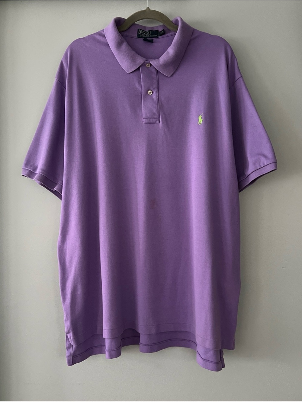 Vintage Polo Ralph Lauren Mens 2XB Big 100% Cotton Purple Polo Shirt Pony Preppy